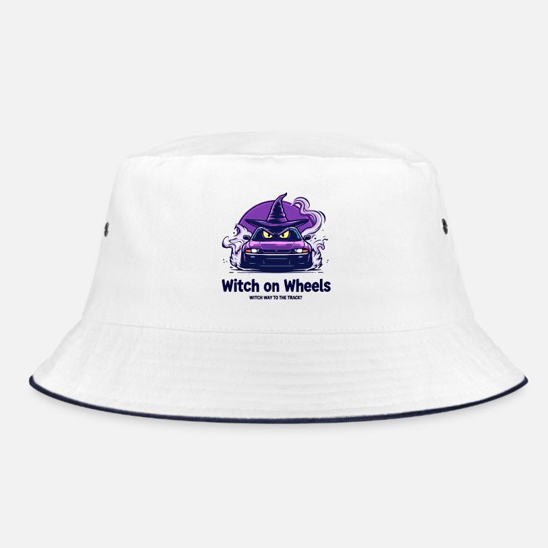 Witch on Wheels Logo - Bucket Hat - white/navy
