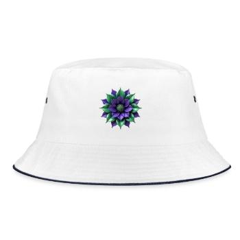 Purpur Grüne Blüte - Bucket Hat - Weiß/Navy - Vorne