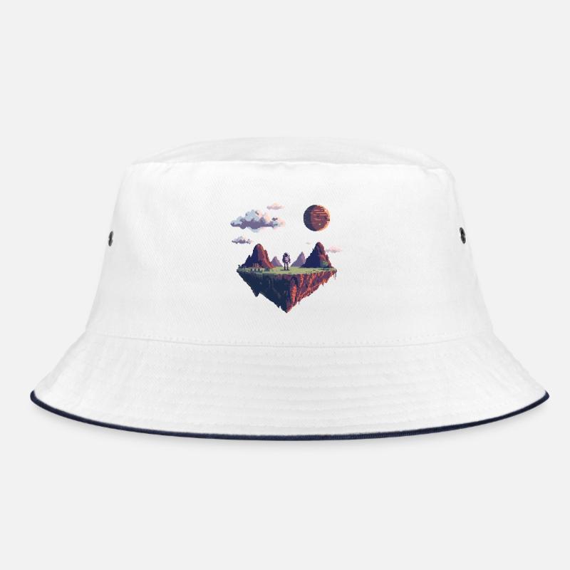 8-Bit Pixel Astronaut auf Schwebender Insel Bucket Hat