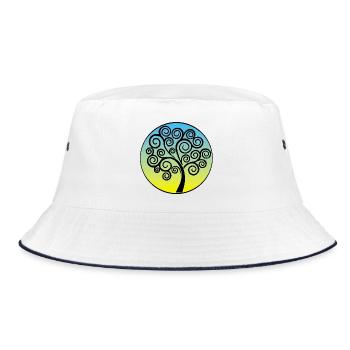 Tree of Life, Blue and Yellow Background - Bucket Hat - white/navy - Front