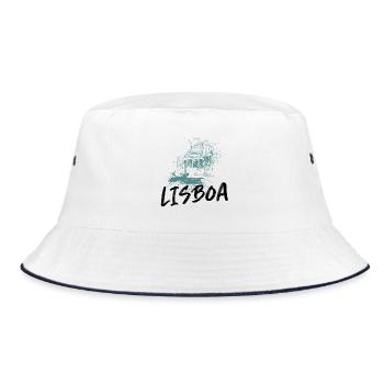 Tram in Lisbon blue illustration - Bucket Hat - white/navy - Front