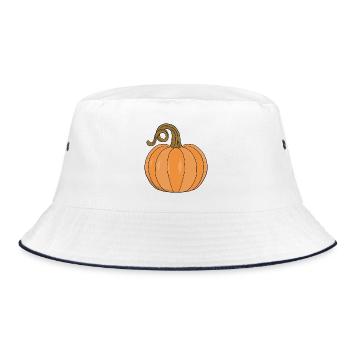 Curved Stem Pumpkin Illustration - Bucket Hat - white/navy - Front