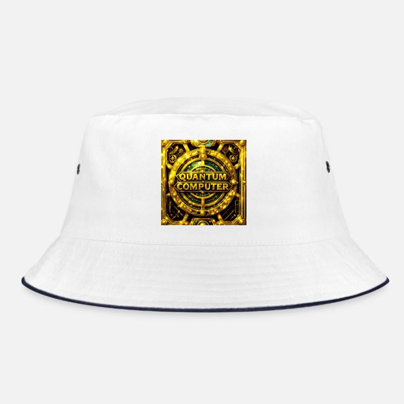 Golden Quantum Computer Emblem Bucket Hat