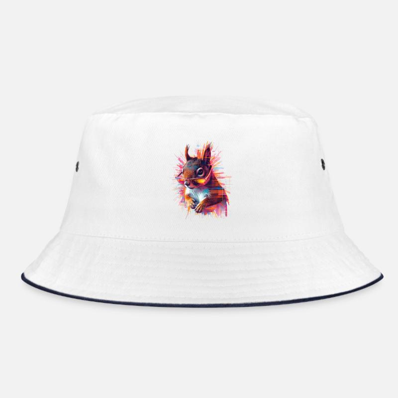 Neon Eichhörnchen mit Sonnenbrille – Glitch Art Bucket Hat