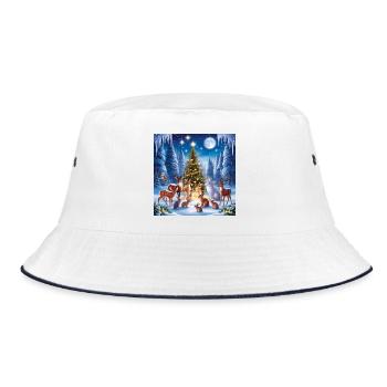 Winter Forest Christmas Animal Magic - Bucket Hat - white/navy - Front