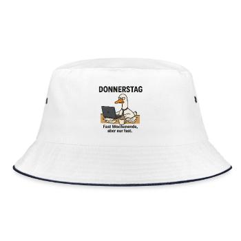 Donnerstag Büroente Meme - Bucket Hat - Weiß/Navy - Vorne