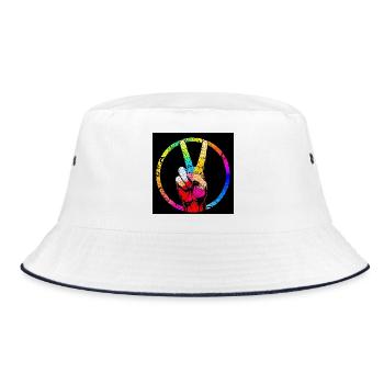 Colorful Peace Hand Swirl - Bucket Hat - white/navy - Front