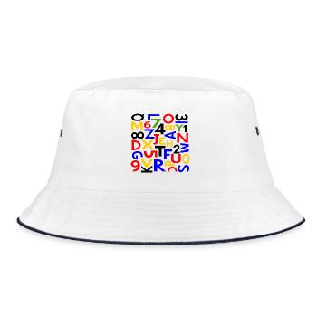 Numbers & letters by Cean - Bucket Hat - white/navy - Front