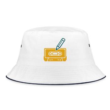 Retro pencil cassette - Bucket Hat - white/navy - Front