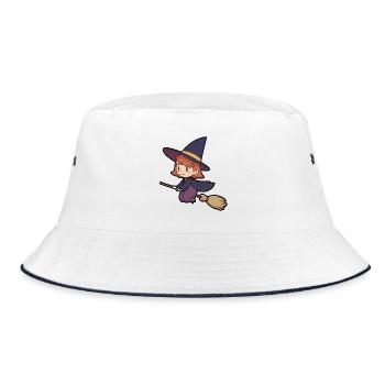 sorcière et son balai pour la fête d'Halloween - Bob - blanc/marine - Devant