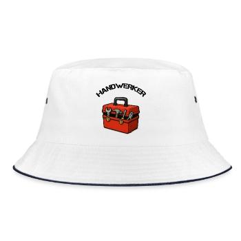 Roter Werkzeugkoffer Design - Bucket Hat - Weiß/Navy - Vorne