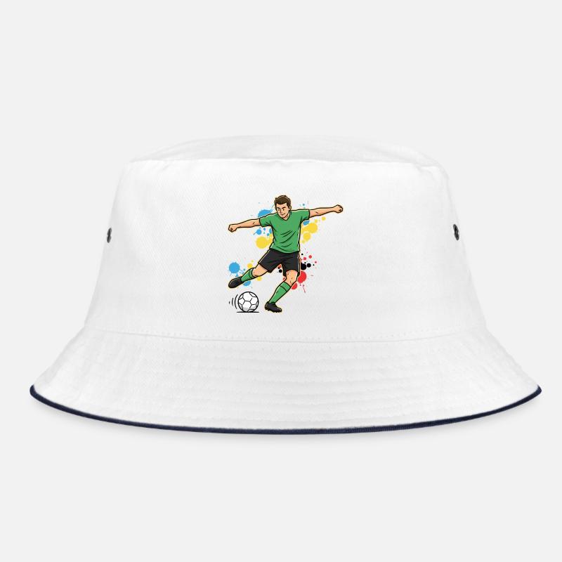 fussballspieler-comic-farbspritzer-gruen Bucket Hat