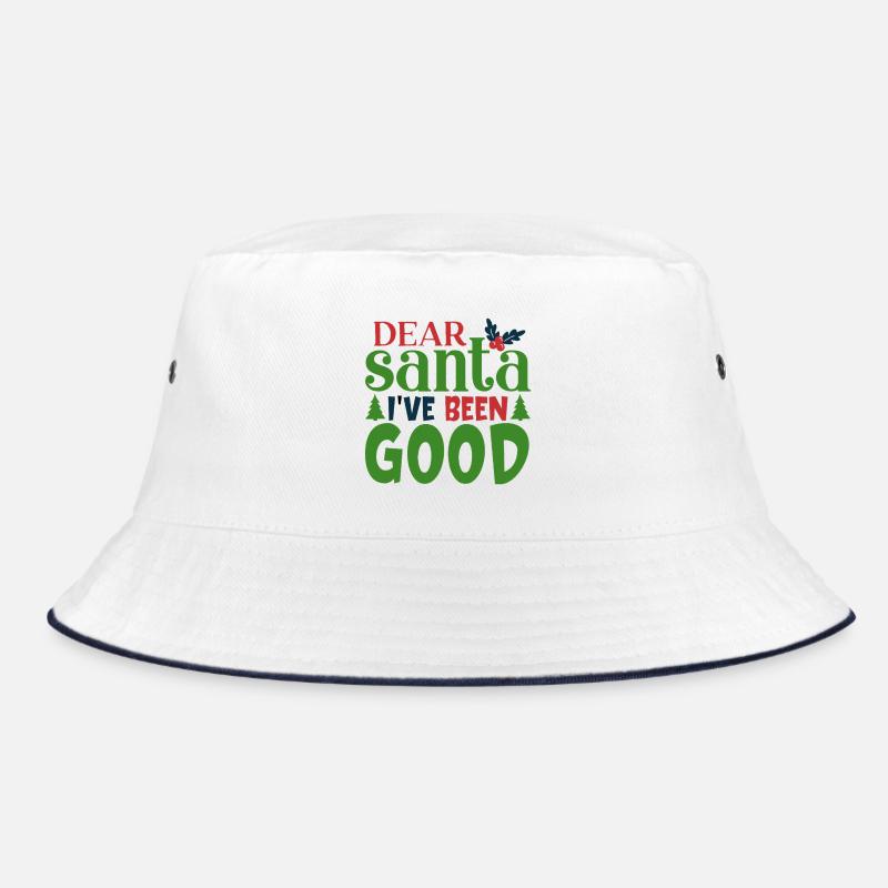 Dear Santa I've Been Good Pattern - Bucket Hat - white/navy