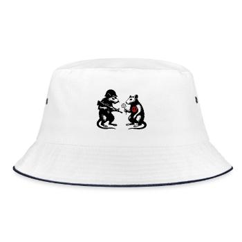 Krieg und Frieden | Ratten Banksy-StreetArt-Style - Bucket Hat - Weiß/Navy - Vorne