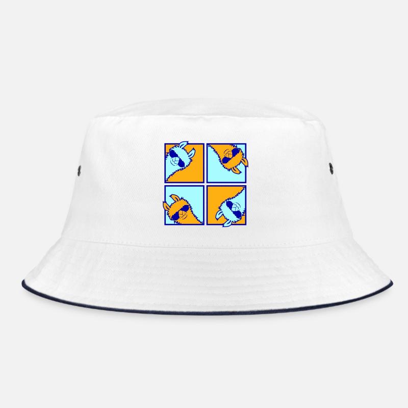 Four Colorful Llamas Tile Pattern 4 Pop Art Alpacas Bucket Hat