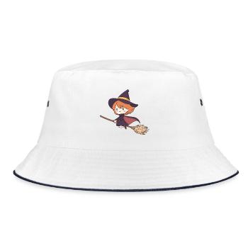 Kleine Hexe für Kinder - Bucket Hat - Weiß/Navy - Vorne