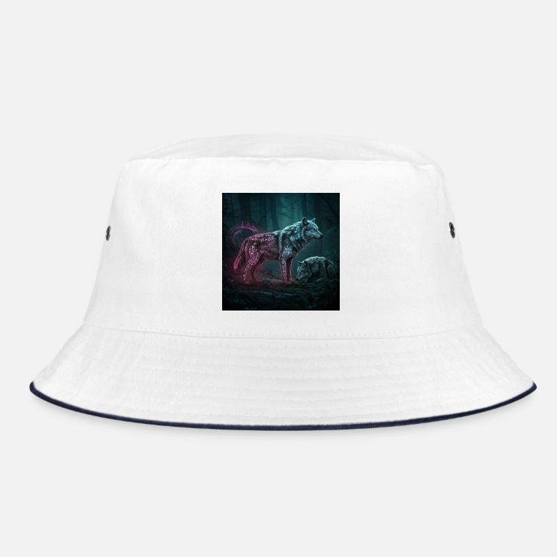 Neon runes Wolfwald in the moonlight Bucket Hat