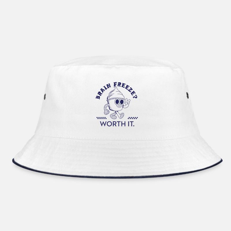 Brain Freeze Worth It – Lustiges Eiscreme Design - Bucket Hat - white/navy