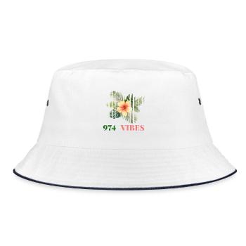 Hibiscus Tropical 974 Vibes - Bucket Hat - white/navy - Front