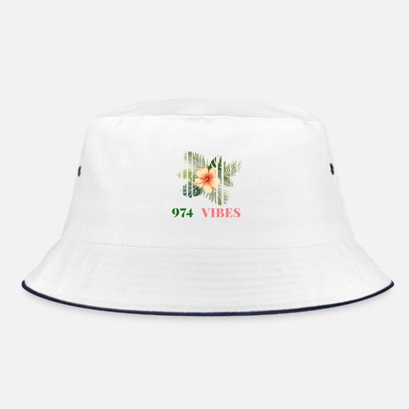Hibiscus Tropical 974 Vibes - Bob - blanc/marine