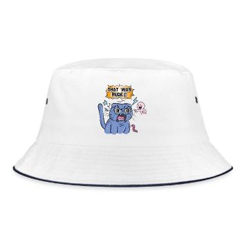 Angry Cat Screams at Expression - Bucket Hat - white/navy - Front