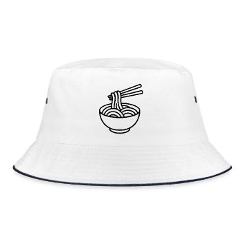 Ramen bowl sketch – minimalist design - Bucket Hat - white/navy - Front