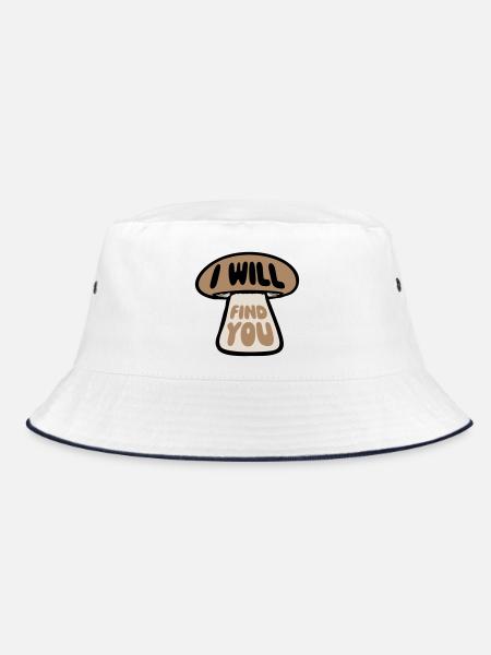 Pilz I Will Find You Lustig Humor Spruch - Bucket Hat - Weiß/Navy - Vorne