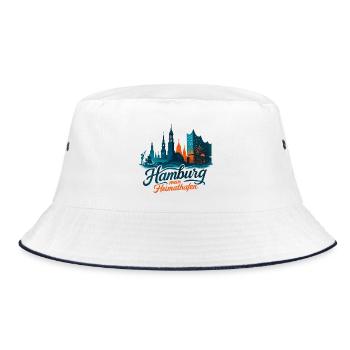 Hamburg Heimathafen Silhouette Geschenk maritim - Bucket Hat - Weiß/Navy - Vorne