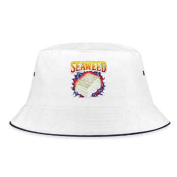 Algenrollen Nori Lieblingsessen Seltsame 90er Seet - Bucket Hat - Weiß/Navy - Vorne