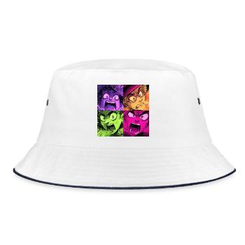 Farbenexplosion Schreie Collage Hexen - Bucket Hat - Weiß/Navy - Vorne