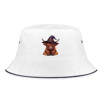 Bovins Highland d’Halloween avec chapeau de sorcière - Bob - blanc/marine - Devant