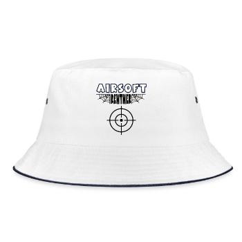 Airsoft Rentner Airsoftspieler Rente Ruhestand - Bucket Hat - Weiß/Navy - Vorne