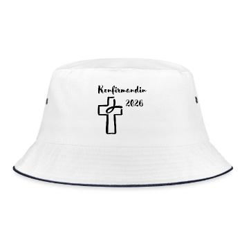 Confirmation 2026 Confirmation Cross and Fish - Bucket Hat - white/navy - Front
