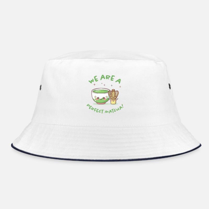 Perfekter Matcha Moment - Bucket Hat - Weiß/Navy