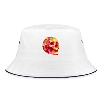 Disco Skull Mosaic Neon - Bucket Hat - white/navy - Front