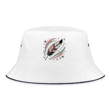 Boho Soul Feather - Bucket Hat - white/navy - Front