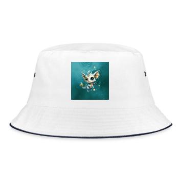 Steampunk Dragon Blue Monocle - Bucket Hat - white/navy - Front
