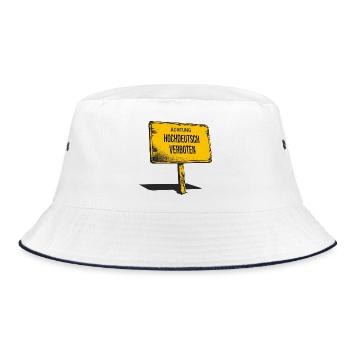 Achtung: Hochdeutsch verboten – Witziges Shirt - Bucket Hat - Weiß/Navy - Vorne