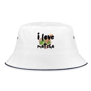 I love matcha Spruch Sprüche Geschenkidee Geschenk - Bucket Hat - Weiß/Navy - Vorne