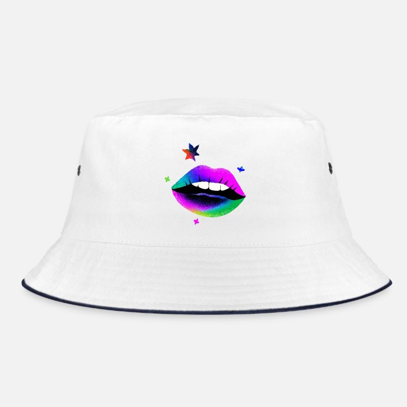 Regenbogen Lippen Pop Art Neon Bucket Hat