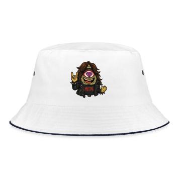 Valueminati Metalhead – Laut, Härter, Metal! - Bucket Hat - Weiß/Navy - Vorne