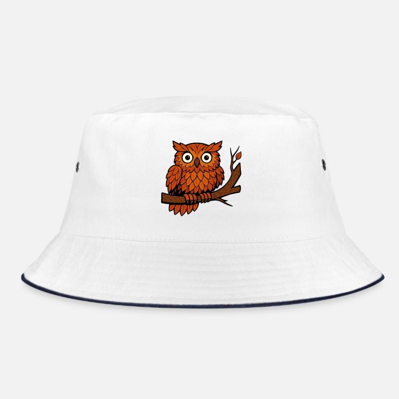 Comic Eule Herbst Wald Laub Blätter Ast Baum Jäger Bucket Hat