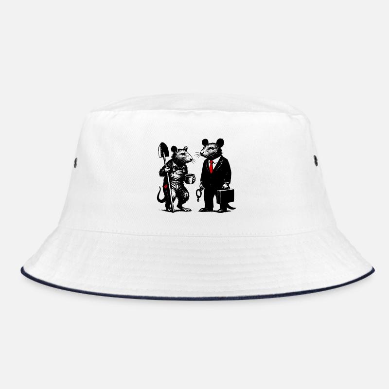 Arbeiter-Ratte und Büroratte - Bucket Hat - Weiß/Navy