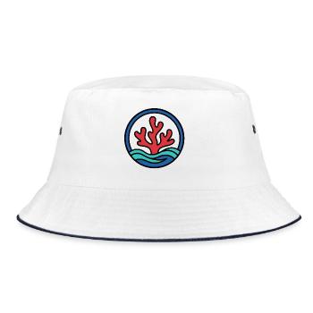 Rote Koralle im Ozean | Meeresschutz Logo - Bucket Hat - Weiß/Navy - Vorne