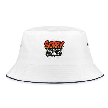 Sorry, didn't listen - Bucket Hat - white/navy - Front