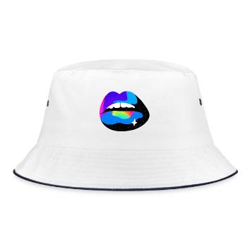 Cosmic Rainbow Lips - Bucket Hat - white/navy - Front