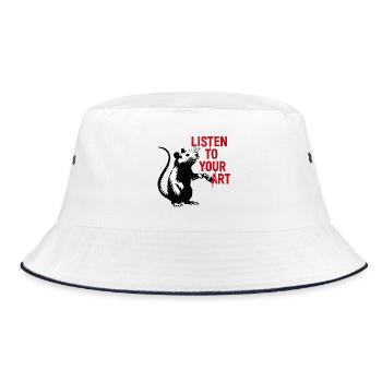 Ratte malt deine Kunst - Bucket Hat - Weiß/Navy - Vorne