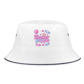 zuckerpuppe / y2k spitzname statement design - Bucket Hat - Weiß/Navy - Vorne