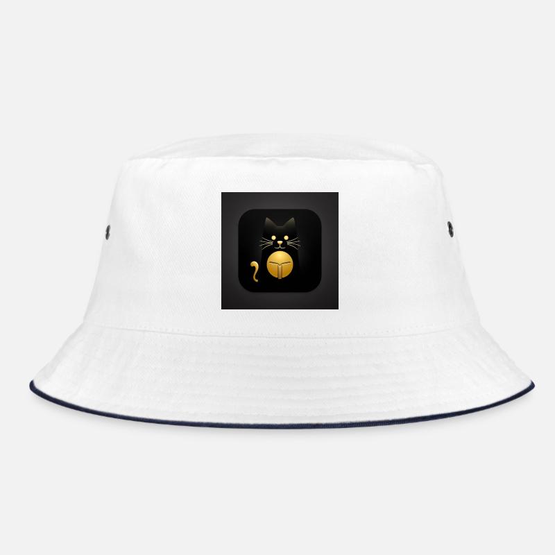 Schwarze Katze mit Gold  Elegantes Design Bucket Hat