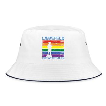 Liebefeld ❤ Leineweber PRIDE - Bucket Hat - Weiß/Navy - Vorne